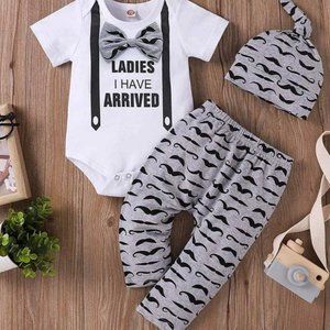 NEW Boy's Mustache Print Ladies I Have Arrived Outfit